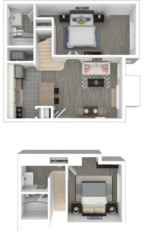Floor plan for 2 beds, 2 baths, 900 sqft